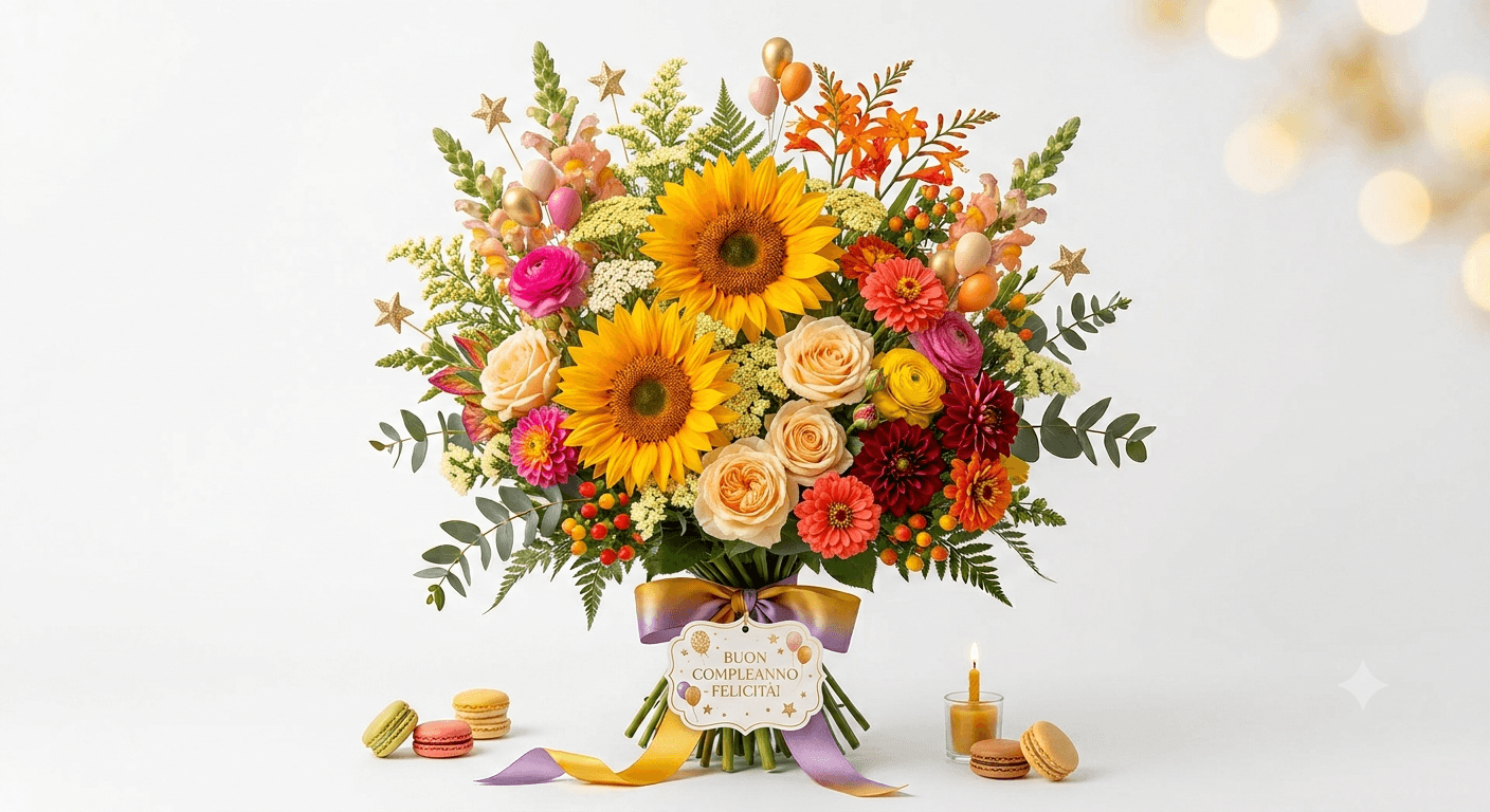 Bouquet Compleanno Felice con consegna a domicilio a Milano